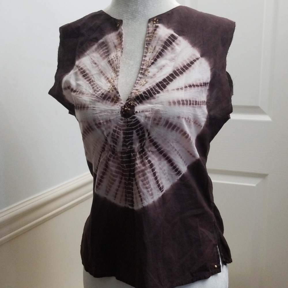 Joyaan Boho Tie-dyed Sleeveless Top, M may fit S